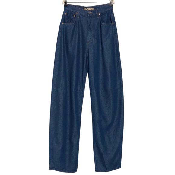 Mother Snacks Barrel Leg Kegger Heel Jeans In Wash Your Plate Size 23 - Picture 13 of 13